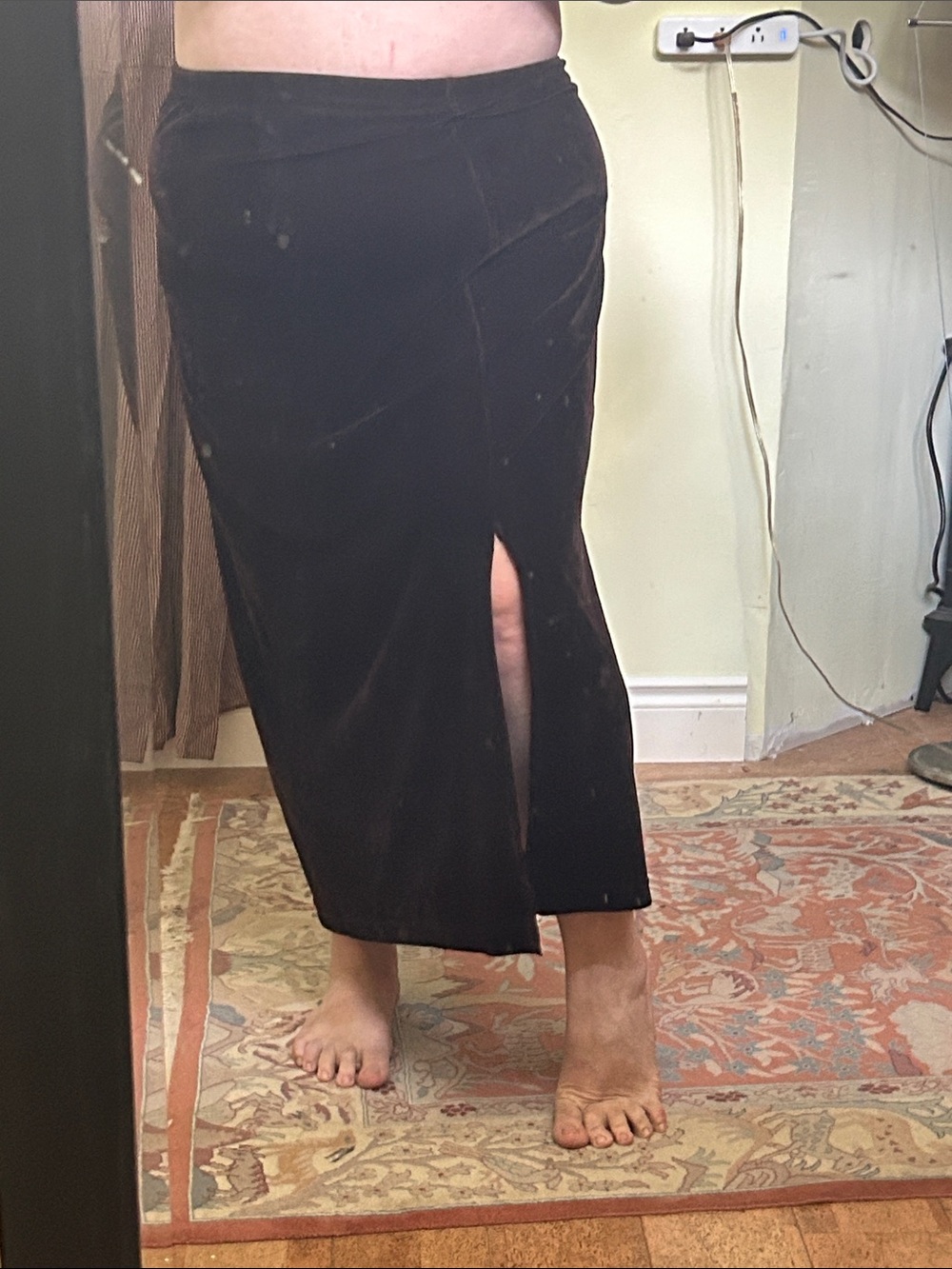 Briggs New York Black Maxi Velvet Pencil Skirt